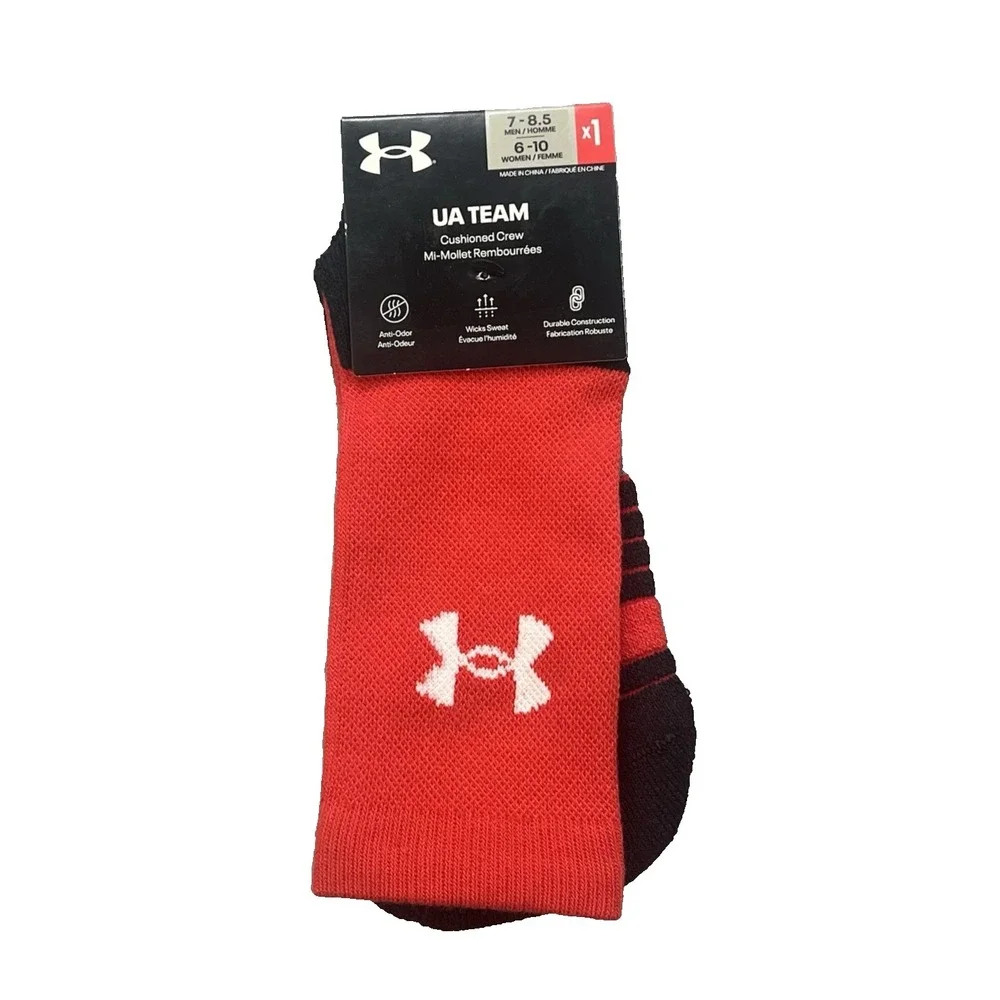 NEW Under Armour UA‎ Team Athletic Crew Socks Red  Men's Size 7-8.5 Women  6-10